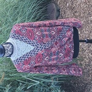 Skylar + Jade Mixed Print Wrap S Blouse - Boho Long Sleeve Top